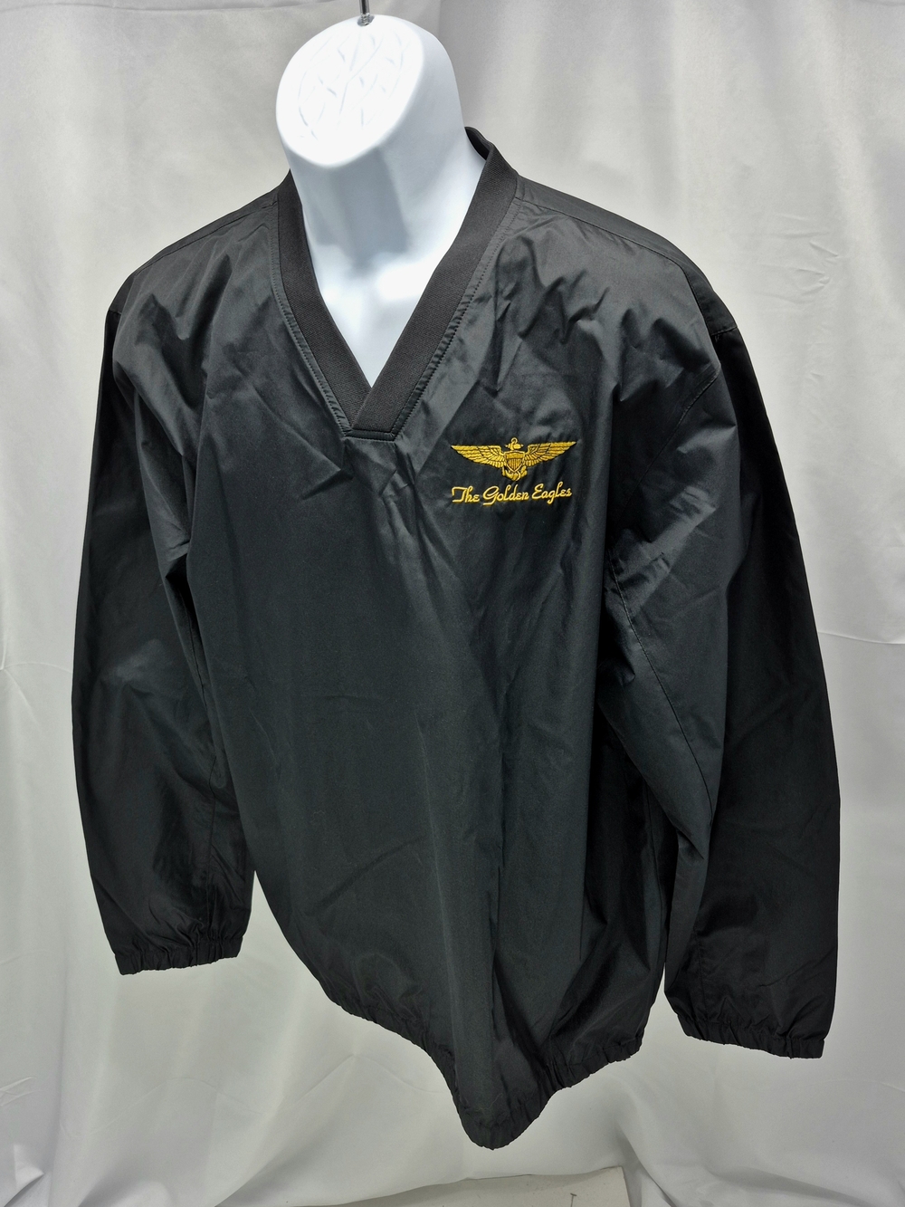 Port Authority XL Black V-Neck Windshirt Pullover Golden Eagles Embroidery